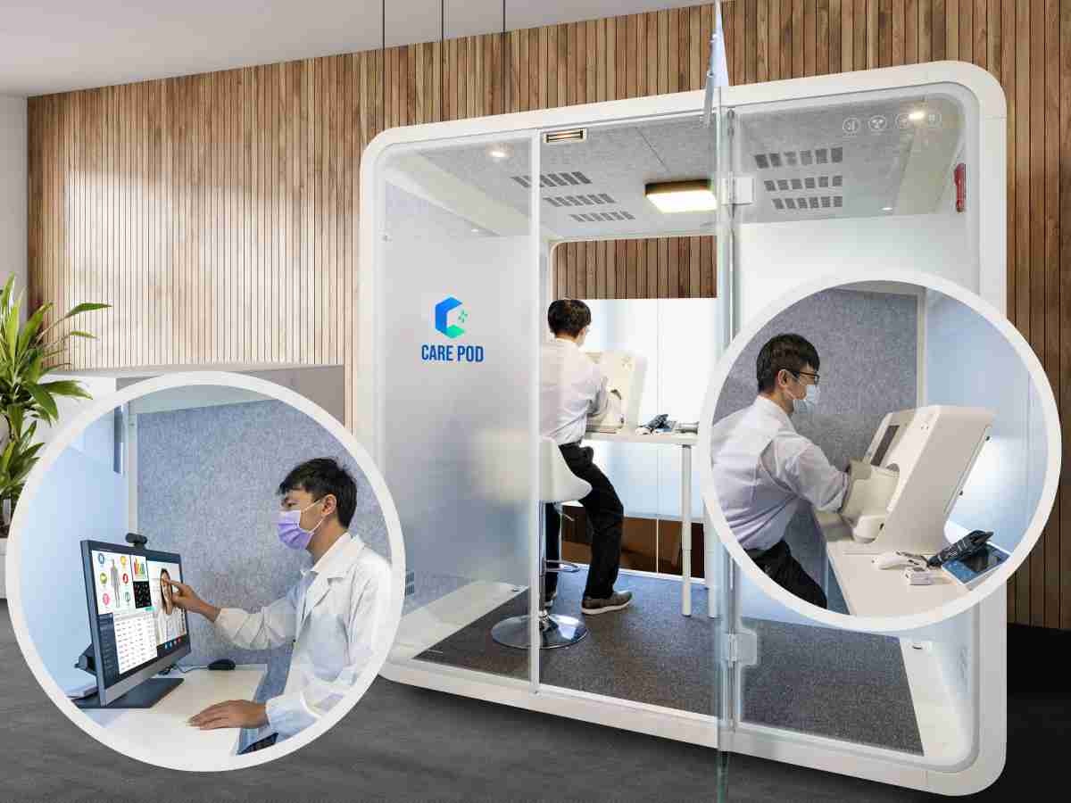 达擎于医疗科技展中展出＂远距诊疗舱＂，，，，以因应医疗数字化及社会高龄化趋势下、、、复诊及慢性病患等族群对于远距看诊需求逐渐升高所推出的创新整合方案。。多功能合一、、高隐私性的远距诊疗舱可根据病患端与医师端的不同需求，，提供弹性化及客制化功能，，，，节省医生和病患的精力及时间