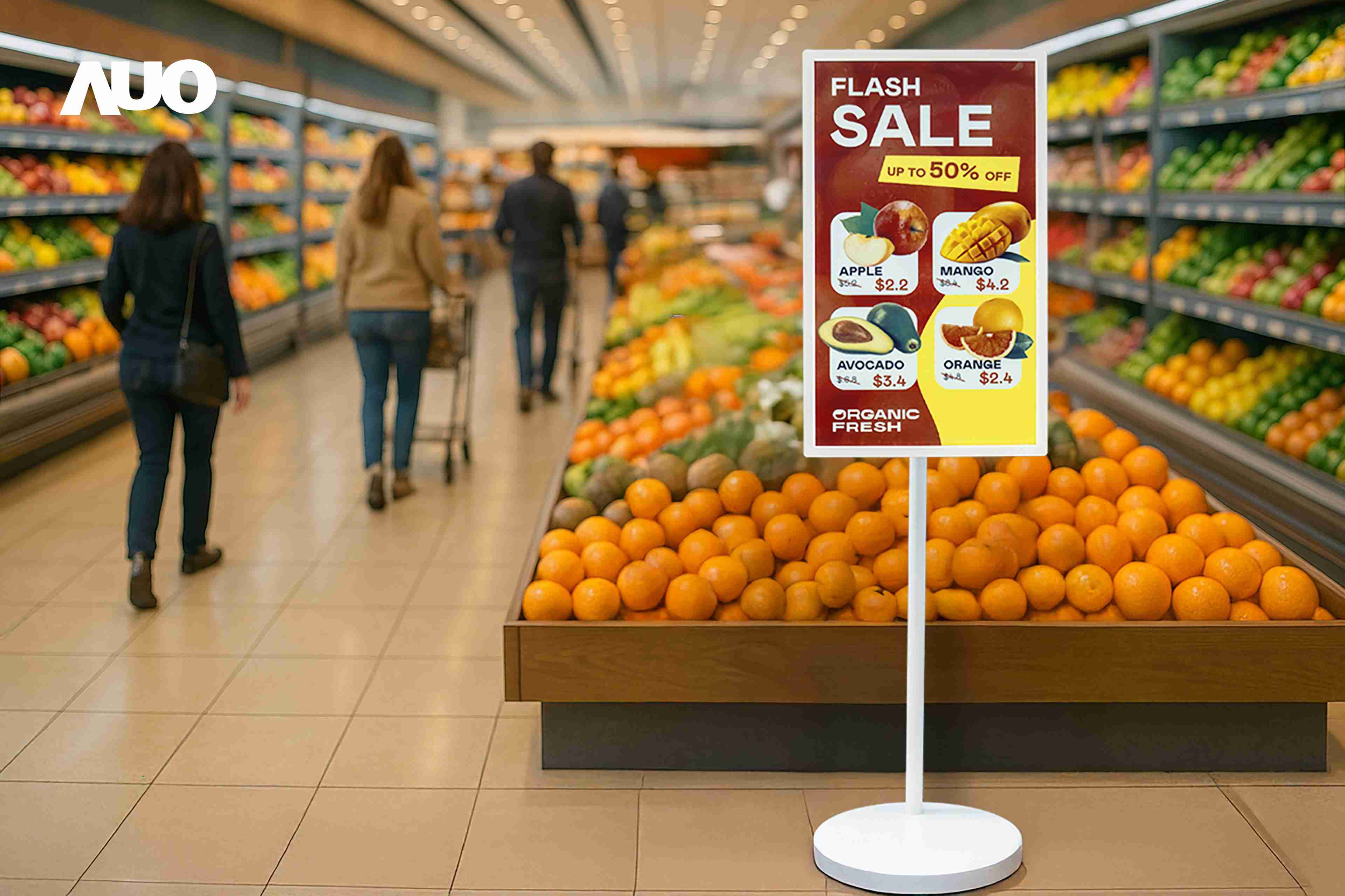 达擎首亮相低功耗、、、全彩的〝aecoPost电子纸解决方案〞，，，，仅在更新画面时需要微量的电力驱动，，，无需布建电线的便捷设计，，使其可灵活应用、、随意置放，，并可透过云端或行动装置app，，，，轻松管理及排程广告内容，，，晋升店头营销利器。。